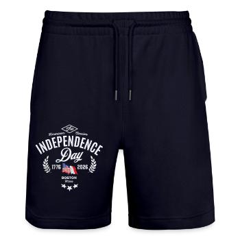 Independence day 250th USA France 1 - Stanley/Stella Trainer Unisex Organic Jogging Shorts - dark navy - Front - Nik (191cm) & Marisol (170cm)