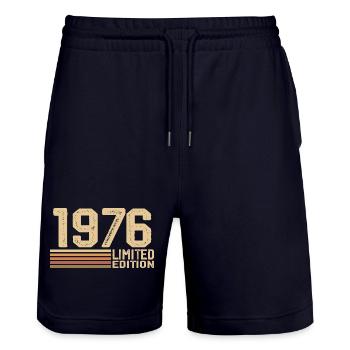 Né en 1976 anniversaire - Cadeau 1976 Vintage 1976 - Short de jogging bio TRAINER Stanley/Stella unisexe - marine foncé - Devant - Nik (191cm) & Marisol (170cm)