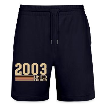 Born in 2003 Birthday - 2003 Vintage 2003 Gift - Stanley/Stella Trainer Unisex Organic Jogging Shorts - dark navy - Front - Nik (191cm) & Marisol (170cm)