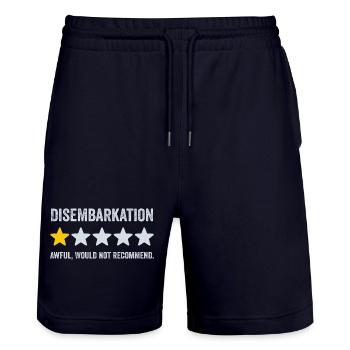 Disembarkation Awful Would Not Recommend - Cruise - Short de jogging bio TRAINER Stanley/Stella unisexe - marine foncé - Devant - Nik (191cm) & Marisol (170cm)