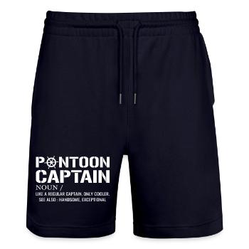 Pontoon Captain Definition Funny Pontoon Boat - Stanley/Stella Trainer Unisex Organic Jogging Shorts - dark navy - Front - Nik (191cm) & Marisol (170cm)