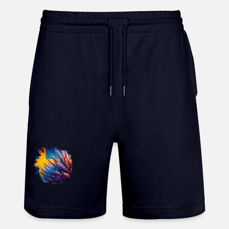 Bruyère - Västergötland Paysage Fleurs Suède - Short de jogging bio TRAINER Stanley/Stella unisexe - marine foncé