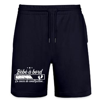 Baby an Bord - Stanley/Stella Unisex Bio Joggingshorts Trainer  - Dark navy - Vorne - Nik (191cm) & Marisol (170cm)