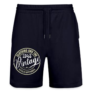 Vintage 1943 Birthday Gift 1943 Retro 1943 - Stanley/Stella Trainer Unisex Organic Jogging Shorts - dark navy - Front - Nik (191cm) & Marisol (170cm)