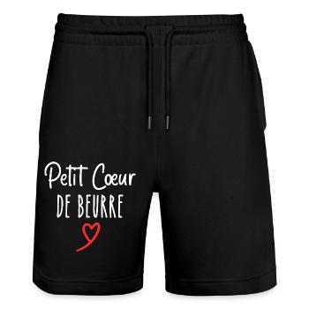 petit cœur de beurre - Short de jogging bio TRAINER Stanley/Stella unisexe - noir - Devant - Nik (191cm) & Marisol (170cm)