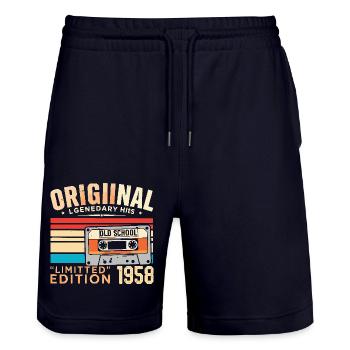 Original 1958, Légendaire depuis 1958 Vintage 1958 - Short de jogging bio TRAINER Stanley/Stella unisexe - marine foncé - Devant - Nik (191cm) & Marisol (170cm)