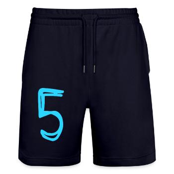 5 JAHRE. 5-JÄHRIGES JUBILÄUM. GEBURTSTAG 5 JAHRE. FÜNF 5 - Stanley/Stella Unisex Bio Joggingshorts Trainer  - Dark navy - Vorne - Nik (191cm) & Marisol (170cm)