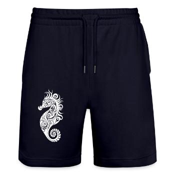 Kleines Niedliches Vintage Seepferdchen - Stanley/Stella Unisex Bio Joggingshorts Trainer  - Dark navy - Vorne - Nik (191cm) & Marisol (170cm)