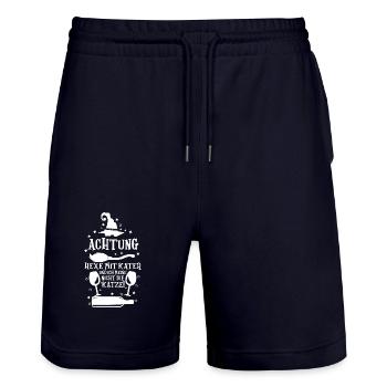 Witch Witch Broom Witch Costume Halloween - Stanley/Stella Trainer Unisex Organic Jogging Shorts - dark navy - Front - Nik (191cm) & Marisol (170cm)