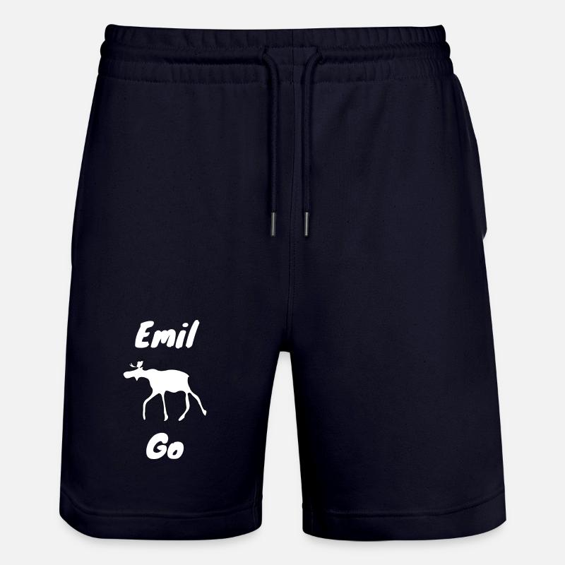 Emil the Elk withe - Stanley/Stella Trainer Unisex Organic Jogging Shorts - dark navy