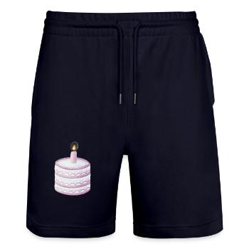 Gâteau d’anniversaire pastel avec bougie - Short de jogging bio TRAINER Stanley/Stella unisexe - marine foncé - Devant - Nik (191cm) & Marisol (170cm)