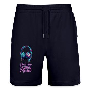 Kopfhörer don't stop the music coole Farben - Stanley/Stella Unisex Bio Joggingshorts Trainer  - Dark navy - Vorne - Nik (191cm) & Marisol (170cm)
