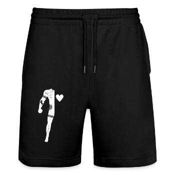 Liebeskrieger Figur 11 Gregor Jell Design - Stanley/Stella Unisex Bio Joggingshorts Trainer  - Schwarz - Vorne - Nik (191cm) & Marisol (170cm)