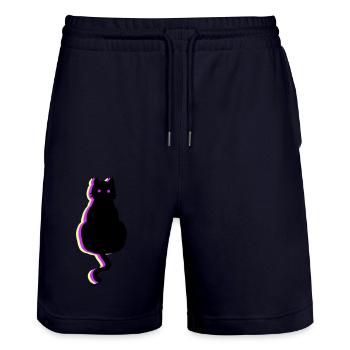 Rose chat brillant - Short de jogging bio TRAINER Stanley/Stella unisexe - marine foncé - Devant - Nik (191cm) & Marisol (170cm)