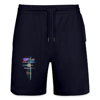Motif Abstrait - Architecture de l’espace - Short de jogging bio TRAINER Stanley/Stella unisexe - marine foncé - Devant - Nik (191cm) & Marisol (170cm)