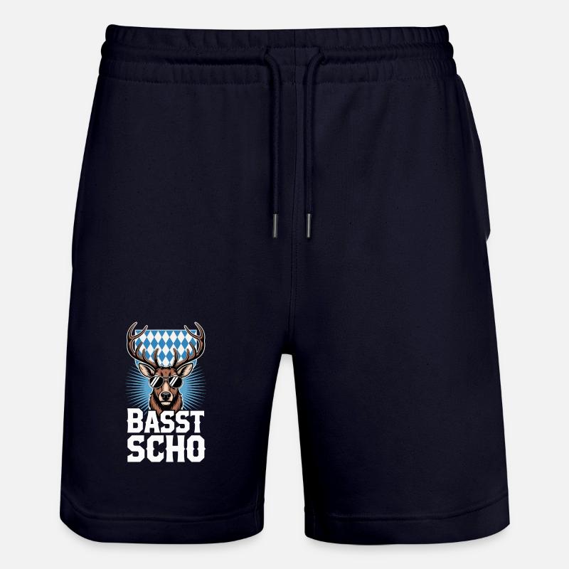 Basst Scho Hirsch Dialecte bavarois Bavière - Short de jogging bio TRAINER Stanley/Stella unisexe - marine foncé