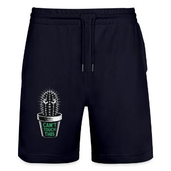 Can't Touch This – Funny Cactus with Saying - Stanley/Stella Trainer Unisex Organic Jogging Shorts - dark navy - Front - Nik (191cm) & Marisol (170cm)