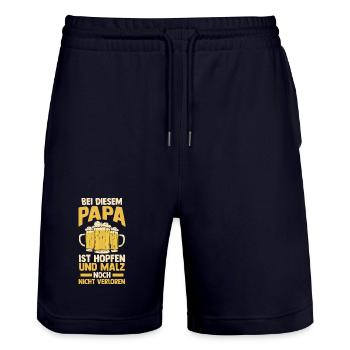 Beer Father Father's Day Dad - Stanley/Stella Trainer Unisex Organic Jogging Shorts - dark navy - Front - Nik (191cm) & Marisol (170cm)