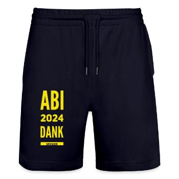 Abitur 2024 Geschenkidee - Stanley/Stella Unisex Bio Joggingshorts Trainer  - Dark navy - Vorne - Nik (191cm) & Marisol (170cm)