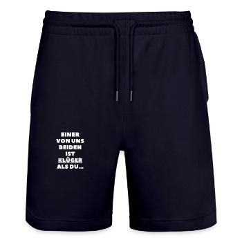 Einer von uns beiden ist klüger als du - Stanley/Stella Unisex Bio Joggingshorts Trainer  - Dark navy - Vorne - Nik (191cm) & Marisol (170cm)
