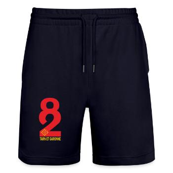 Tarn et garonne - Short de jogging bio TRAINER Stanley/Stella unisexe - marine foncé - Devant - Nik (191cm) & Marisol (170cm)