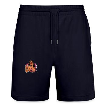 Palmier du coucher et cocktail - Short de jogging bio TRAINER Stanley/Stella unisexe - marine foncé - Devant - Nik (191cm) & Marisol (170cm)