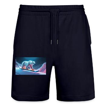 Ours polaire en snowboard - Short de jogging bio TRAINER Stanley/Stella unisexe - marine foncé - Devant - Nik (191cm) & Marisol (170cm)