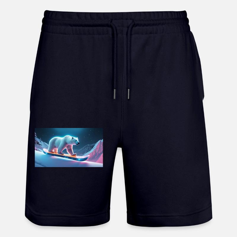 Eisbär auf Snowboard - Stanley/Stella Unisex Bio Joggingshorts Trainer  - Dark navy