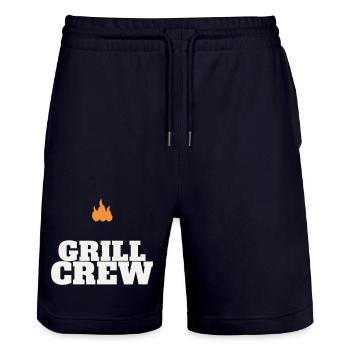 Grill Crew BBQ Grilling Grill Master Team Father's Day - Stanley/Stella Trainer Unisex Organic Jogging Shorts - dark navy - Front - Nik (191cm) & Marisol (170cm)