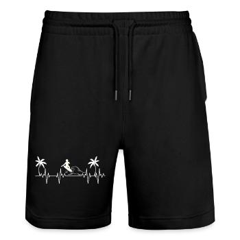 Surfig Heartbeat - Stanley/Stella Trainer Unisex Organic Jogging Shorts - black - Front - Nik (191cm) & Marisol (170cm)