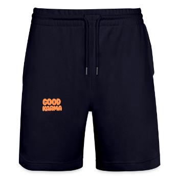 Good Karma Orange - Stanley/Stella Trainer Unisex Organic Jogging Shorts - dark navy - Front - Nik (191cm) & Marisol (170cm)