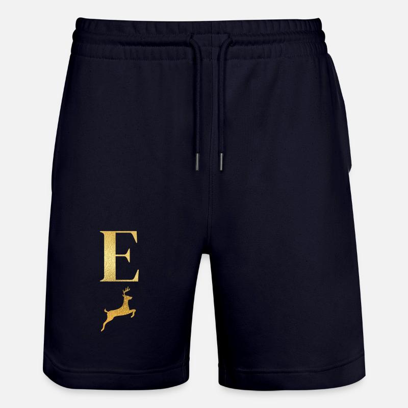 Buchstabe e goldener Hirsch - Geschenkidee - Stanley/Stella Unisex Bio Joggingshorts Trainer  - Dark navy