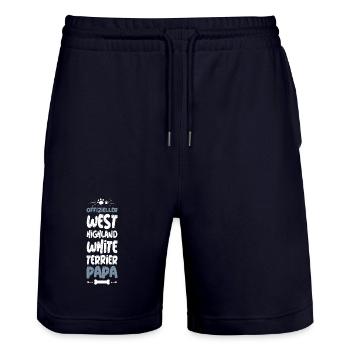 WEST_HIGHLAND_WHITE_TERRIER - Stanley/Stella Unisex Bio Joggingshorts Trainer  - Dark navy - Vorne - Nik (191cm) & Marisol (170cm)