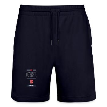 my apple pie is unique - Stanley/Stella Trainer Unisex Organic Jogging Shorts - dark navy - Front - Nik (191cm) & Marisol (170cm)