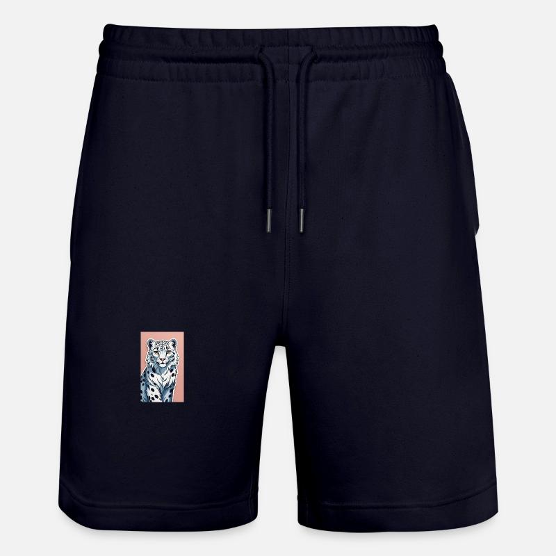 Snow Leopard | Leopard | Predator - Stanley/Stella Trainer Unisex Organic Jogging Shorts - dark navy