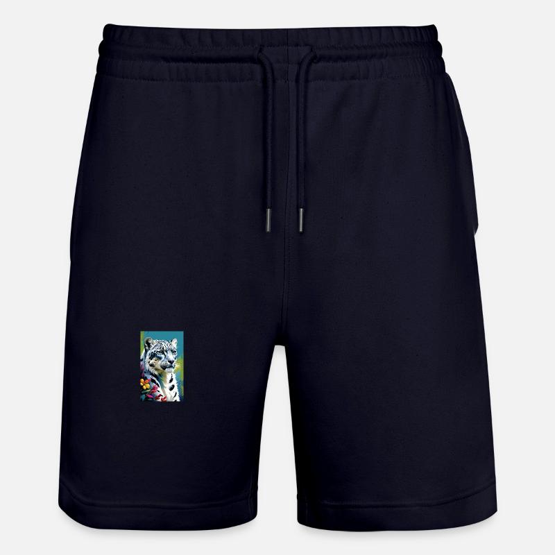 Schneeleopard | Leopard | Raubtier - Stanley/Stella Unisex Bio Joggingshorts Trainer  - Dark navy