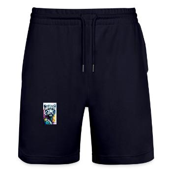 Schneeleopard | Leopard | Raubtier - Stanley/Stella Unisex Bio Joggingshorts Trainer  - Dark navy - Vorne - Nik (191cm) & Marisol (170cm)