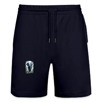 Elefant | Wildtier | Afrika | Kindermotive - Stanley/Stella Unisex Bio Joggingshorts Trainer  - Dark navy - Vorne - Nik (191cm) & Marisol (170cm)