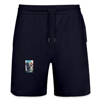 Elefant | Wildtier | Afrika | Kindermotive - Stanley/Stella Unisex Bio Joggingshorts Trainer  - Dark navy - Vorne - Nik (191cm) & Marisol (170cm)