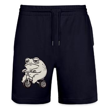 Frog Toad Toad Balance Bike Tricycle Funny Whimsical - Stanley/Stella Trainer Unisex Organic Jogging Shorts - dark navy - Front - Nik (191cm) & Marisol (170cm)