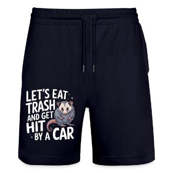 Opossum Possum Animal - Stanley/Stella Trainer Unisex Organic Jogging Shorts - dark navy - Front - Nik (191cm) & Marisol (170cm)