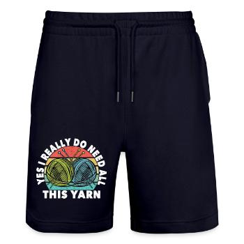Yes I really do need all this yarn Knitter crochet - Stanley/Stella Unisex Bio Joggingshorts Trainer  - Dark navy - Vorne - Nik (191cm) & Marisol (170cm)