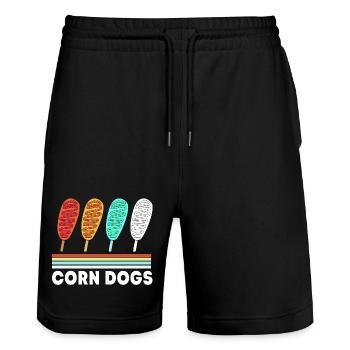 Chien de maïs - Short de jogging bio TRAINER Stanley/Stella unisexe - noir - Devant - Nik (191cm) & Marisol (170cm)