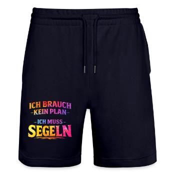 Ich brauch kein plan ich muss segeln - Stanley/Stella Unisex Bio Joggingshorts Trainer  - Dark navy - Vorne - Nik (191cm) & Marisol (170cm)