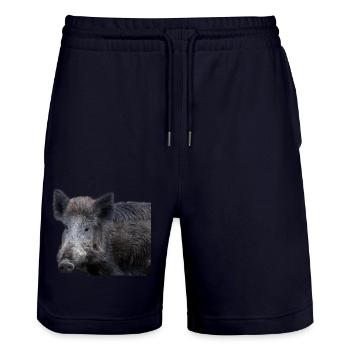 Sanglier Sanglier Porc Truie Cochon - Short de jogging bio TRAINER Stanley/Stella unisexe - marine foncé - Devant - Nik (191cm) & Marisol (170cm)