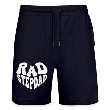 Rad Stepdad - Vintage Heart (Custom Color) - Stanley/Stella Trainer Unisex Organic Jogging Shorts - dark navy - Front - Nik (191cm) & Marisol (170cm)