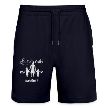 La paternité ma meilleure aventure - Short de jogging bio TRAINER Stanley/Stella unisexe - marine foncé - Devant - Nik (191cm) & Marisol (170cm)