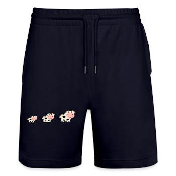 Kuh Kühe Comic Geschenk Bauern Landwirte - Stanley/Stella Unisex Bio Joggingshorts Trainer  - Dark navy - Vorne - Nik (191cm) & Marisol (170cm)