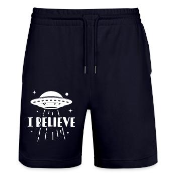 Ich glaube - Stanley/Stella Unisex Bio Joggingshorts Trainer  - Dark navy - Vorne - Nik (191cm) & Marisol (170cm)