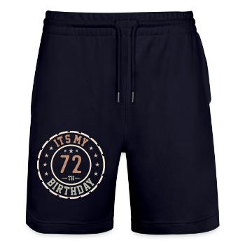 It's my 72nd birthday 72 year old gift - Stanley/Stella Trainer Unisex Organic Jogging Shorts - dark navy - Front - Nik (191cm) & Marisol (170cm)